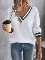 Kadın Uzun Kollu V Yakalı Waffle Bluz - Görsel 2