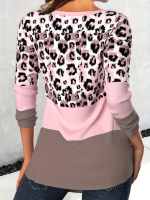 Kadın Uzun Kollu V Yakalı Leopar Baskılı şardonlu Dalgıç Bluz - Görsel 2