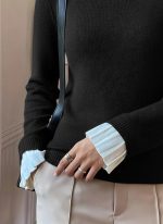 Kadın Uzun Kollu Fırfırlı Yakalı Triko Bluz - Görsel 3