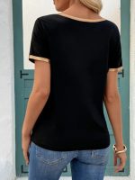 Kadın Kısa Kollu V Yakalı Viskon Bluz - Görsel 3