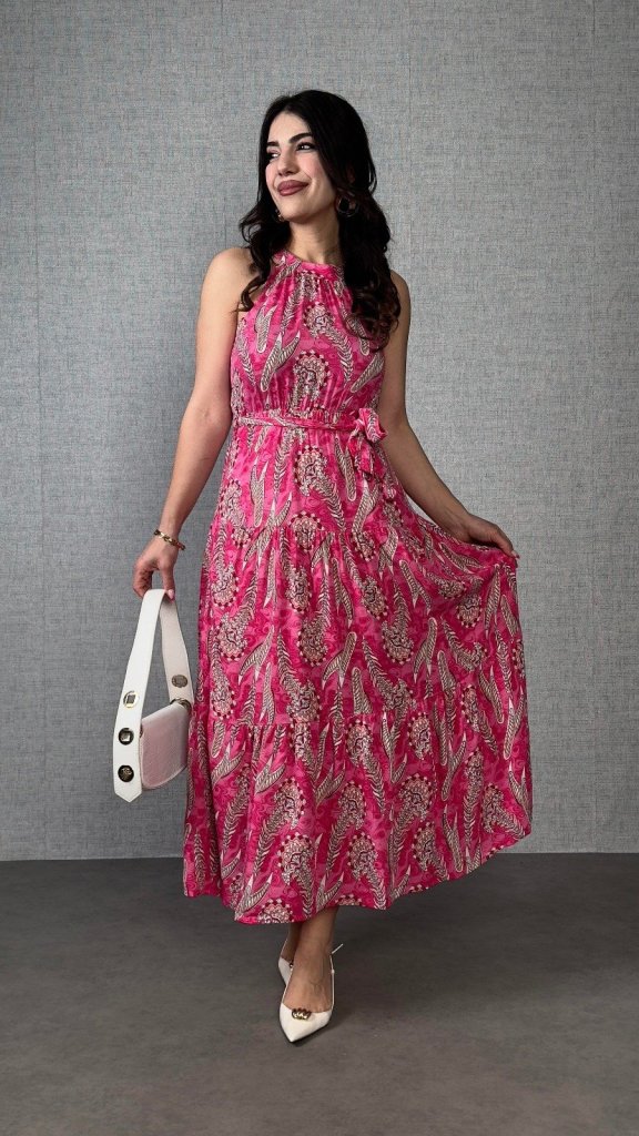 b8c07e384761ad1a1120 Kadın Omuzlardan Açık Boyundan Geçmeli Desenli Süprem Bluz - Görsel 1