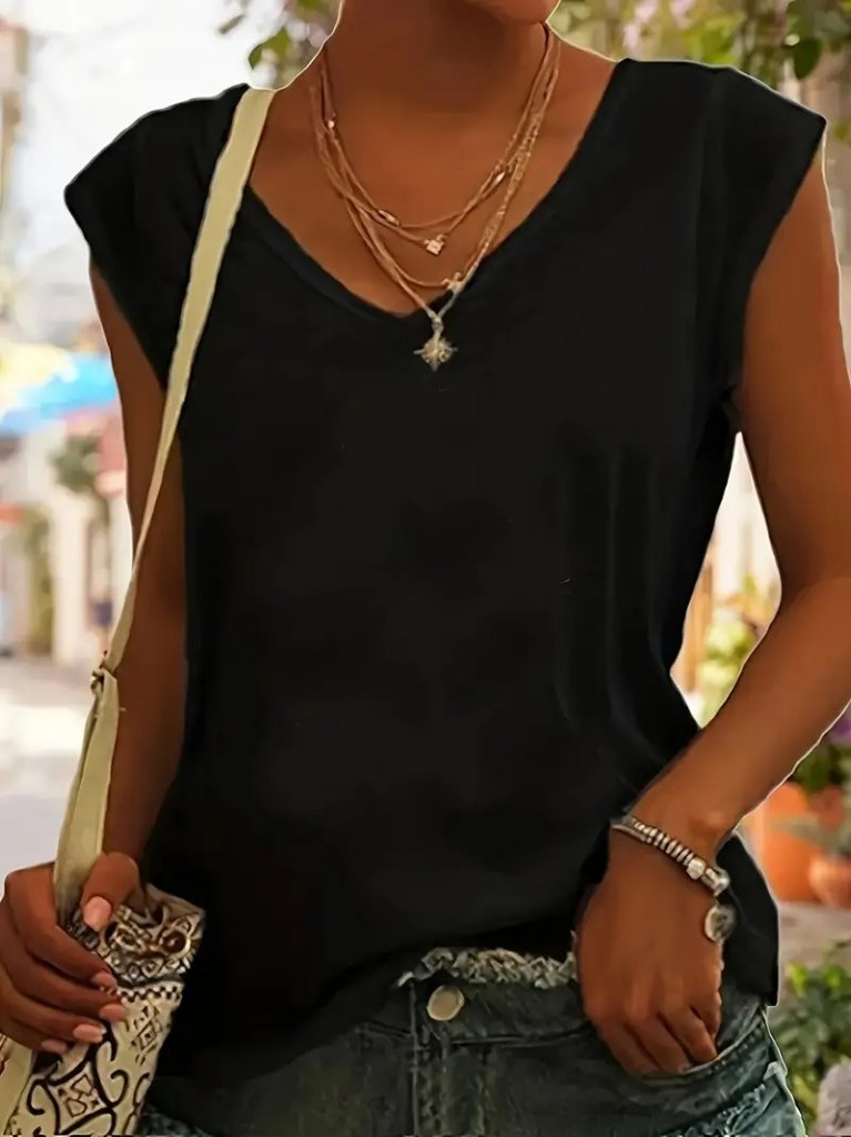 b9b726a5c6277c31f6e4 Kadın Kısa Kollu V Yakalı Viskon Bluz - Görsel 1