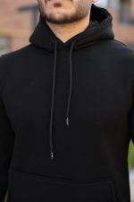 Erkek Kapüşonlu Üç İplik Şardonlu Hoodie - Görsel 3