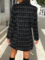 Kadın Uzun Kollu Yakalı önden Düğmeli Dokuma Ceket - Görsel 3