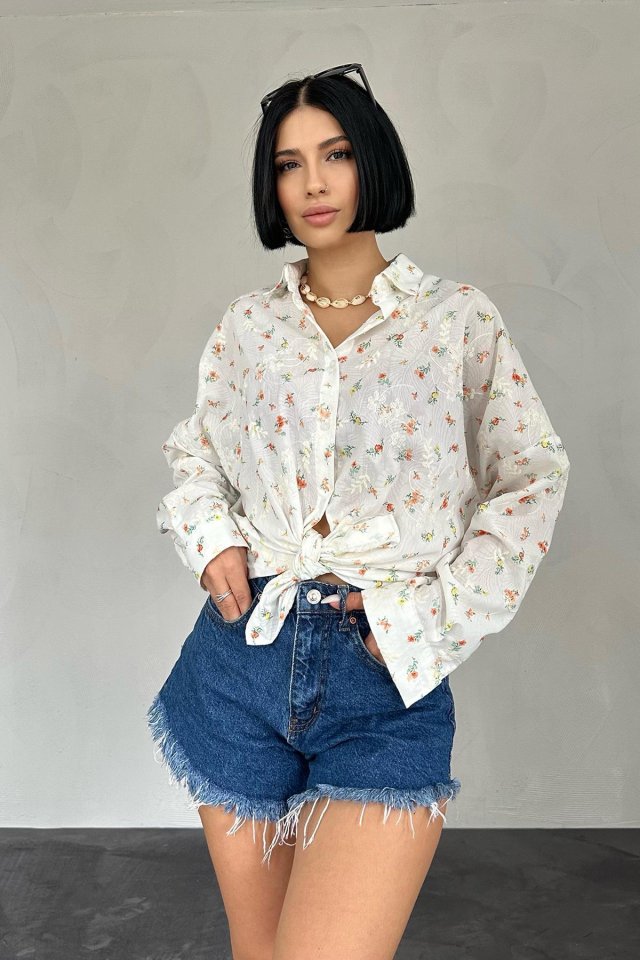 bc7d6c1b1d9b4e62f6c3 Oranj Brode Çiçek Nakışlı Klasik Gömlek - Görsel 1