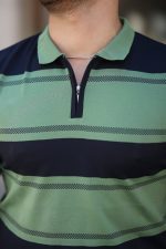 Erkek Yakalı Fermuarlı çift Renk Kısa Kollu T-shirt - Görsel 3