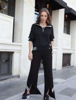 Kadın Polo Yaka Paça Yırtmaçlı Ribanalı İkili Takım