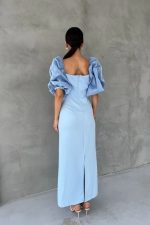 Bebe Mavi İşlemeli Kolu Garnili Elbise - Görsel 2