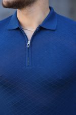 Erkek Viskon Kumaş Polo Yaka Desenli Tişört - Görsel 3