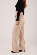 Bol Paça Piliseli Bej Pantolon - Görsel 3