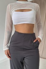 Füme Pensli Lastik Detaylı Pantolon - Görsel 3