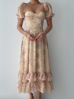 ŞİFON KUMAŞ DİJİTAL DESEN BASKILI ELBİSE - Görsel 2