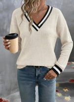 Kadın Uzun Kollu V Yakalı Waffle Bluz - Görsel 2