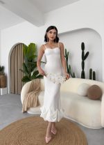 Dominic Eteği Büzgülü Midi Boy Elbise - Görsel 3