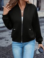 Kadın Uzun Kollu önden Fermuarlı Cepli Modal Ceket - Görsel 2