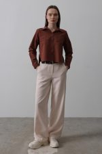 Kemerli Palazzo Pantolon - Pudra - Görsel 2