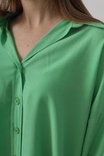 Geniş Manşet Detaylı Gömlek - A.Yeşil - Görsel 3