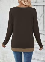 Kadın Uzun Kollu V Yakalı Yandan Düğmeli Yün Viskon Bluz - Görsel 2