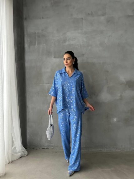 VARAKLI BLUZ PANTOLON TAKIM - Mavi
