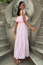 Etek Ucu Brode Nakışlı Boyundan Bağlamalı Elbise 2881 - Görsel 2