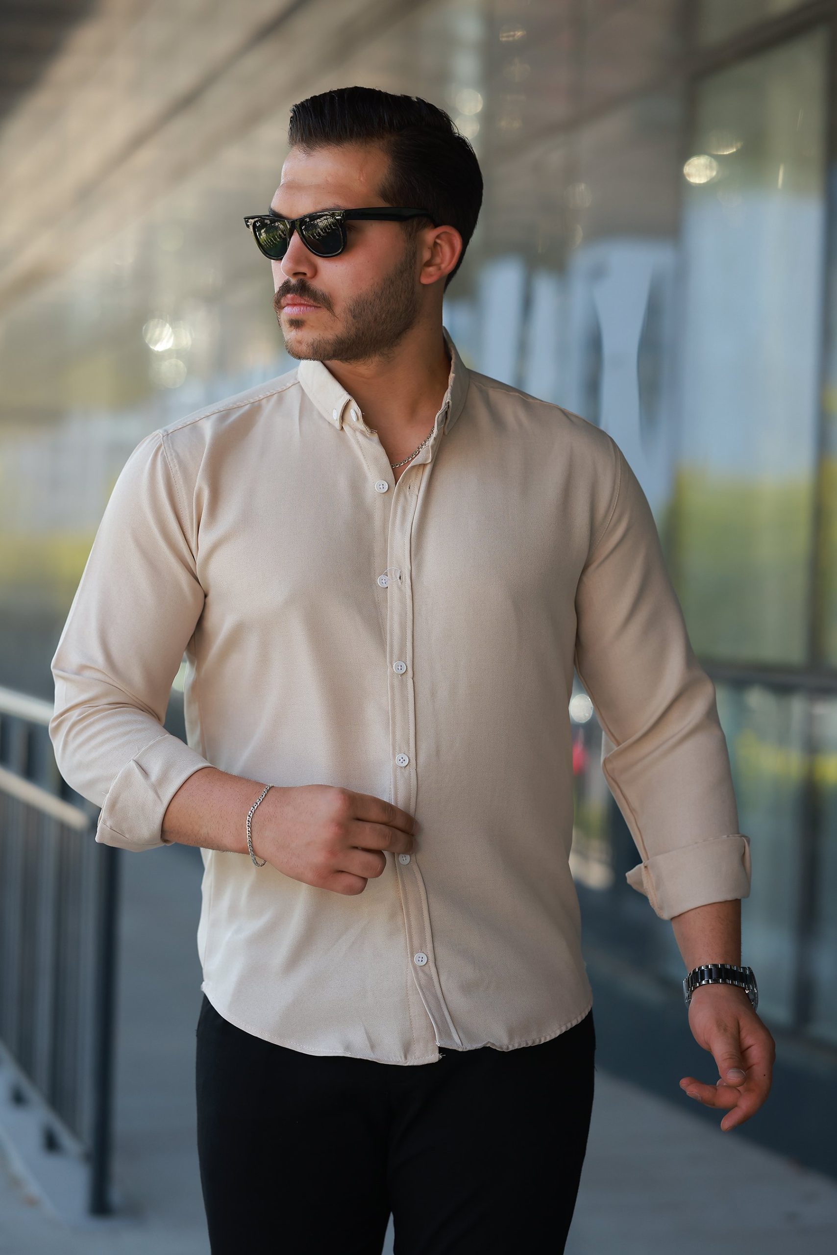 c5ed2abeb392931c5286eb37b435d832 Erkek Uzun Kollu Regular Sofya Keten Gömlek - Görsel 1