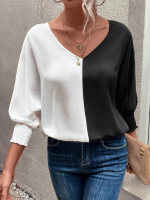 Kadın Uzun Kollu V Yaka Kol Ağzı Gipeli Sandy Bluz - Görsel 2