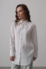 Yan Büzmeli Tunik Gömlek - Beyaz - Görsel 2