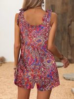 Kadın Omuzlardan Askılı Desenli Geniş Paçalı Süprem Tulum - Görsel 3