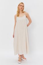 Askılı Uzun Çan Elbise - Natür - Görsel 2
