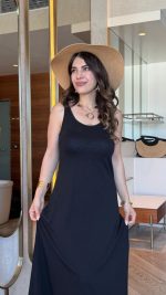 Kadın Askılı Yuvarlak Yakalı Viskon Elbise - Görsel 2