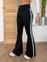 Kadın Yüksek Bel şerit Detaylı Ispanyol Paçalı Dalgıç Pantolon - Görsel 3