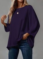 Kadın Truvakar Kollu Bisiklet Yaka Viskon Bluz - Görsel 2