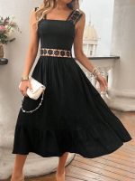 Kadın Askılı Ve Beli Dantel Detaylı Fırfırlı Uzun Bürümcük Elbise - Görsel 2