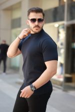 Erkek Yarım Balıkçı Yaka Kısa Kollu Tişört - Görsel 2