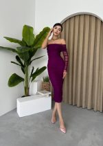 Polack Tek Omuz Tül Elbise - Görsel 3