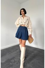 Krem Taş İşlemeli Gömlek - Görsel 2