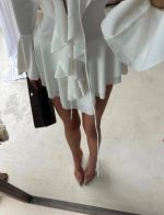 Kadın Dalgıç Kumaş Fırfırlı Elbise - Görsel 2