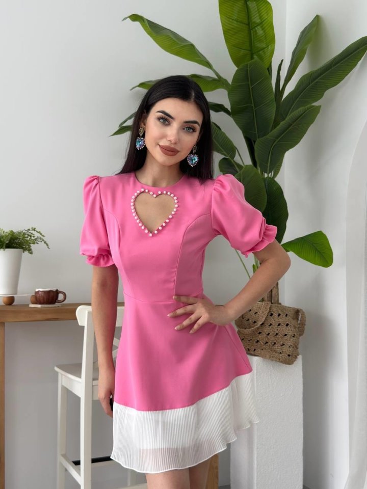 cb79fe1d8842aacfc7a3 Safe Kalp Detaylı Elbise - Görsel 1