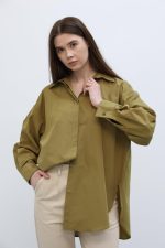 Uzun Kol Gömlek - Koyu Haki - Görsel 3