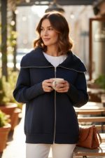 Kadın Uzun Kollu Fermuar Detay Sweat Shirt