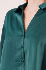 Saten Crop Model Yeşil Gömlek - Görsel 3
