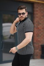 Erkek çizgili Fermuar Yakalı Kısa Kollu Tişört - Görsel 2