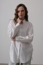 Yan Büzmeli Tunik Gömlek - Beyaz - Görsel 3