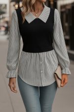 Kadın Uzun Kollu Yakalı önden Düğmeli Ottoman Bluz - Görsel 3