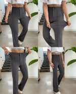 Kadın Yüksek Bel Full Likralı Krep Kumaş Pantolon - Görsel 3