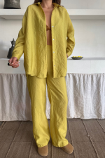 GÖMLEK-PANTOLON TAKIM CUPRA KUMAŞ - Yağ Yeşili - Görsel 3