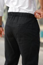 Erkek Beli Lastikli Keten Rahat Pantolon - Görsel 3