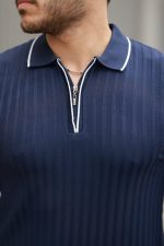 Erkek Fermuarlı Yakalı Kısa Kollu T-shirt - Görsel 3