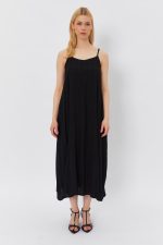 Askılı Uzun Çan Elbise - Siyah - Görsel 2