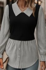 Kadın Uzun Kollu Yakalı önden Düğmeli Ottoman Bluz - Görsel 2